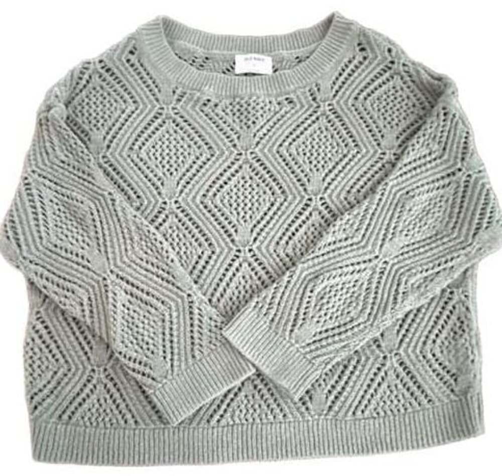 Old Navy Open Knit Sweater Size XL Green Diamond Pullover